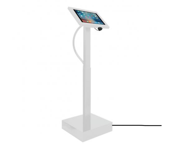 Support au sol à hauteur réglable électroniquement Suegiu Securo L pour tablettes de 12-13 pouces - blanc