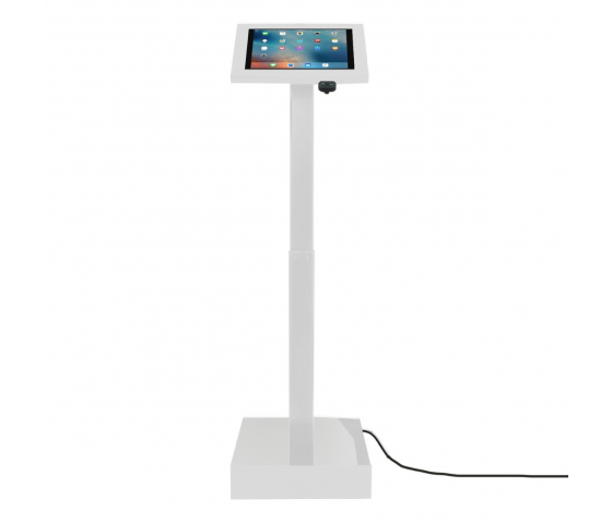 Support au sol à hauteur réglable électroniquement Suegiu Securo L pour tablettes de 12-13 pouces - blanc