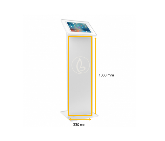 Support de tablette au sol Securo M avec plaque d'affichage pour tablettes de 9-11 pouces - blanc