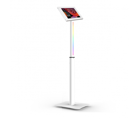 Support de tablette au sol Réglable en hauteur avec éclairage LED Securo XL pour tablettes 13-16 pouces - blanc