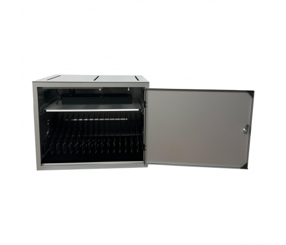 Armoire de recharge BRVD16 grise pour 16 appareils mobiles jusqu'à 17 pouces - multiprise - serrure à code numérique