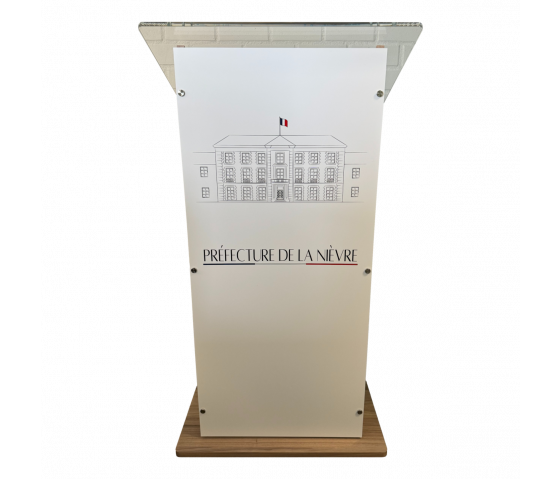 Pupitre en bois et plexiglas Esmeralda – couleur noyer