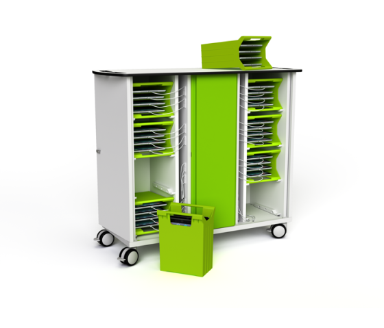 Chariot de recharge pour iPad avec paniers de transport - USB-C vers LAN - 32 tablettes - serrure à clé