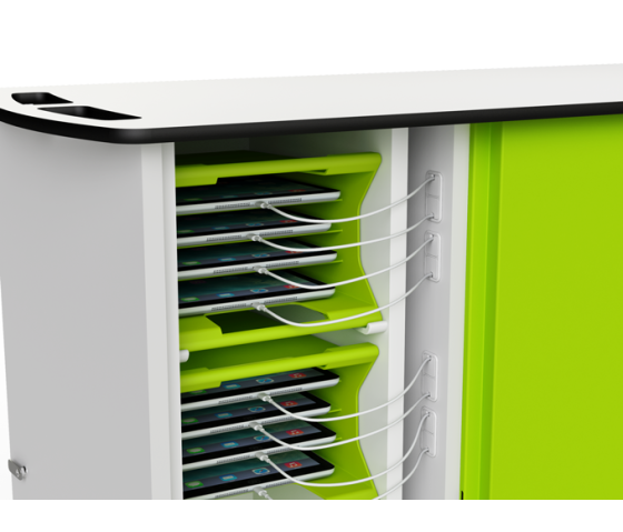 Chariot de recharge pour iPad avec paniers de transport - USB-C vers LAN - 32 tablettes - serrure à clé