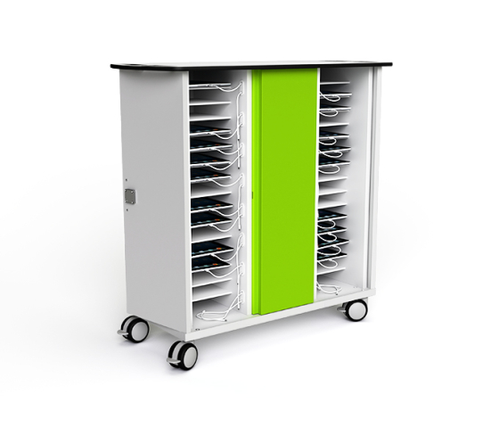 Chariot de recharge Zioxi CHRGTUC-TB-32-K# pour 32 tablettes jusqu'à 10,5 pouces - câbles USB-C inclus - serrure à clé
