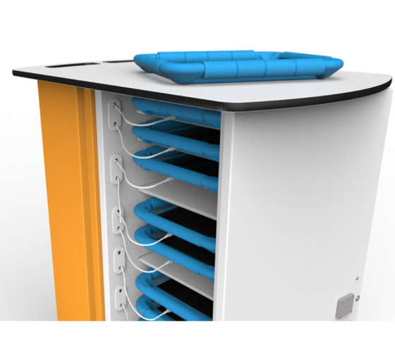 Chariot de recharge USB-C pour 15 iPads avec coques de protection - Zioxi CHRGTUC-GC-15-K - serrure à clé