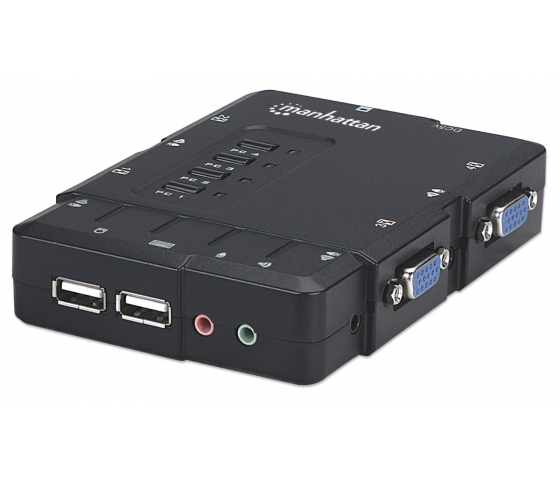 Commutateur KVM compact à 4 ports avec fonction audio et microphone