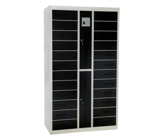Casier de recharge BR24PSLZ pour ordinateurs portables & tablettes - 24 compartiments - prise électrique & ports USB - RFID