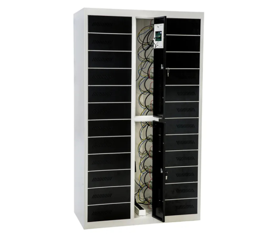 Casier de recharge BR24PSLZ pour ordinateurs portables & tablettes - 24 compartiments - prise électrique & ports USB - RFID