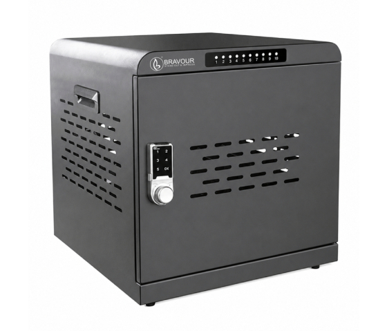 Armoire de recharge Bravour® USB-C pour 10 ordinateurs portables & tablettes - 1 000 W - App mobile - serrure à code numérique