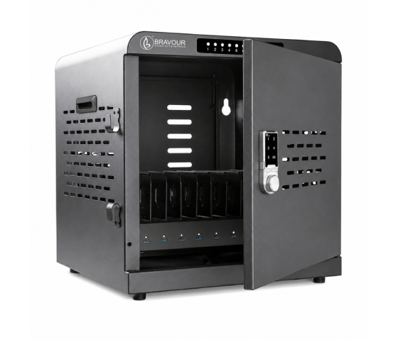 Armoire de recharge Bravour® USB-C pour 10 ordinateurs portables & tablettes - 1 000 W - App mobile - serrure à code numérique