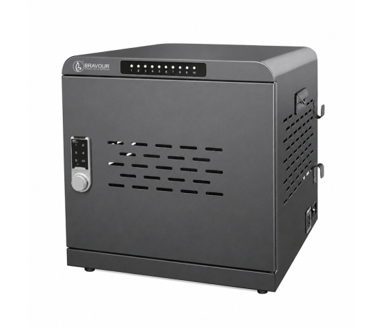 Armoire de recharge Bravour® USB-C pour 10 ordinateurs portables & tablettes - 1 000 W - App mobile - serrure à code numérique