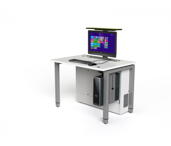 Table informatique M1 réglable en hauteur avec 1 logement pour moniteur mécanique escamotable - 1200 (L) x 75 (P) cm