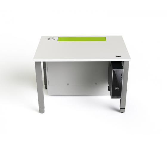 Table informatique M1 réglable en hauteur avec 1 logement pour moniteur mécanique escamotable - 1200 (L) x 75 (P) cm