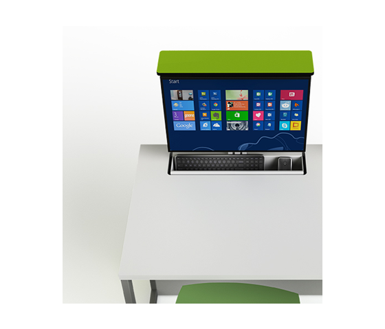 Table d'ordinateur M1 avec 1 logement pour moniteur mécanique escamotable - 80 (L) x 75 (P) cm