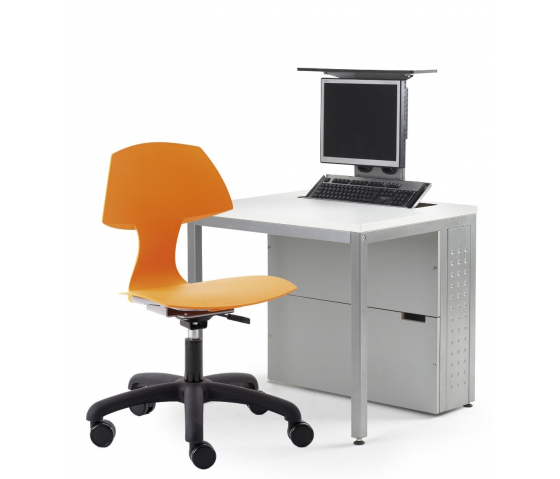 Table d'ordinateur M1 avec 1 logement pour moniteur mécanique escamotable - 80 (L) x 75 (P) cm
