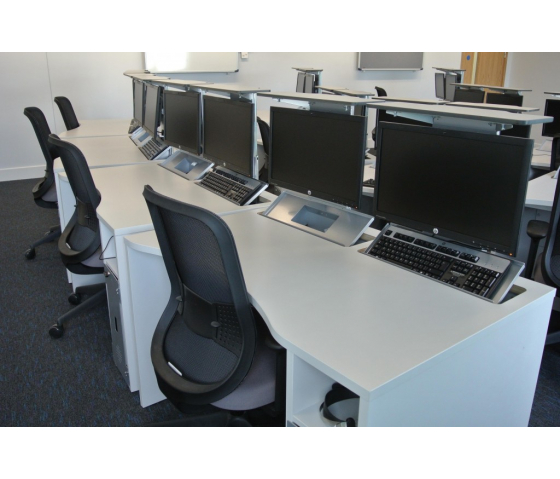 Table d'ordinateur M1 avec 1 logement pour moniteur mécanique escamotable - 80 (L) x 75 (P) cm