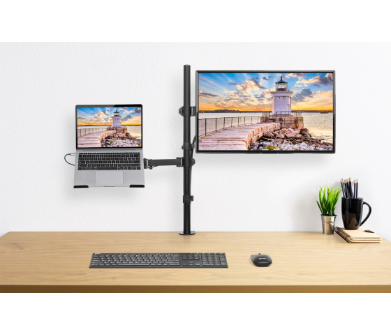 Support ordinateur portable avec bras pour moniteur - 1 écran - 13 à 32 pouces