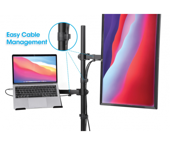 Support ordinateur portable avec bras pour moniteur - 1 écran - 13 à 32 pouces