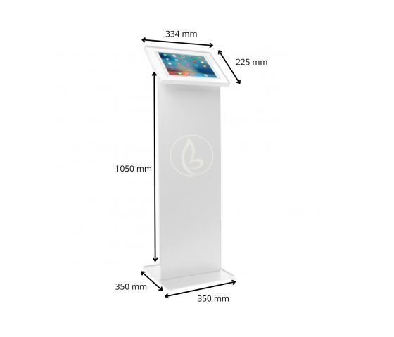 Support de tablette au sol Securo M avec plaque d'affichage pour tablettes de 9-11 pouces - blanc