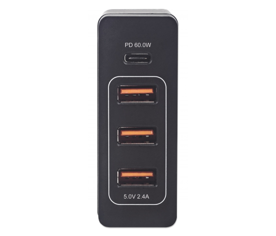 Station de charge Power Delivery avec 3 ports USB-A et 1 port USB-C