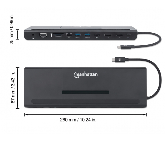 Station d'accueil USB-C 11-en-1 avec MST pour trois moniteurs