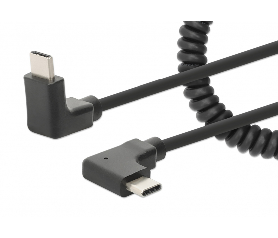 Câble USB-C vers USB-C avec cordon bouclé extensible - noir