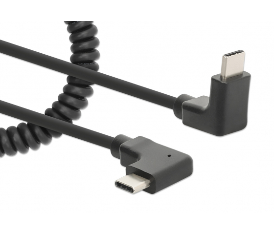 Câble USB-C vers USB-C avec cordon bouclé extensible - noir