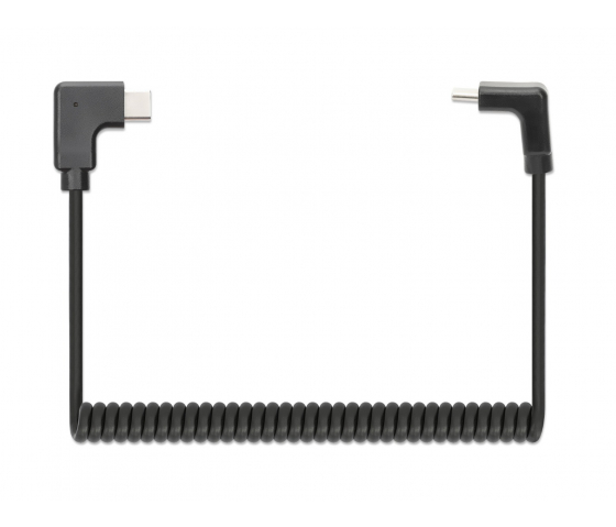 Câble USB-C vers USB-C avec cordon bouclé extensible - noir