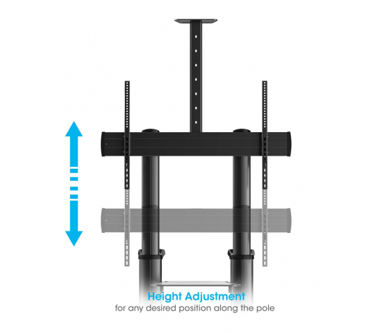 Support de sol mobile pour moniteur XXL, réglable en hauteur - 70 à 120 pouces