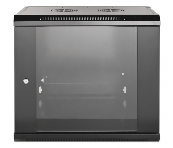 Armoire réseau murale 19 pouces MHT109 avec porte en verre - hauteur 9U - profondeur 600 mm - flatpack - noir