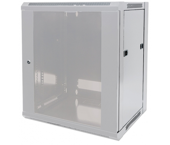 Armoire réseau murale 19 pouces MHT108 avec porte en verre - hauteur 9U - profondeur 450 mm - flatpack - gris