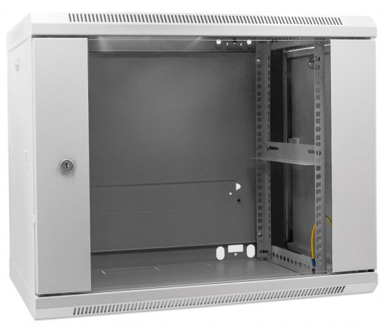 Baie serveur murale 19 pouces MHT149 avec porte vitrée - hauteur 9U - profondeur 600 mm - gris