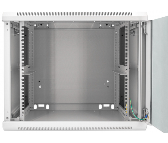 Baie serveur murale 19 pouces MHT149 avec porte vitrée - hauteur 9U - profondeur 600 mm - gris