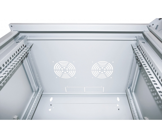 Coffret réseau mural 19 pouces MHT116 avec porte en verre - hauteur 12U - profondeur 450 mm - flatpack - gris