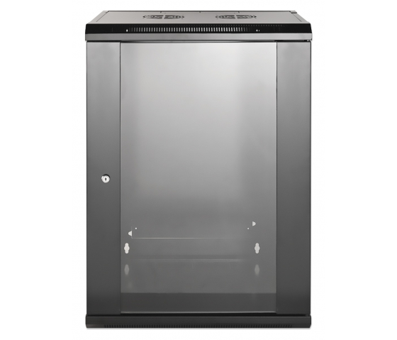 Armoire serveur murale 19 pouces MHT124 avec porte en verre - hauteur 15U - profondeur 450 mm - flatpack - noir