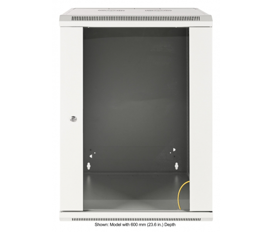 Armoire murale 19 pouces MHT123 avec porte en verre - hauteur 15U - profondeur 450 mm - flatpack - gris