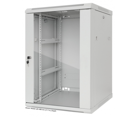 Poste de travail 19 pouces MHT143 avec porte vitrée - 15U hoogte - 600 mm diep - grijs