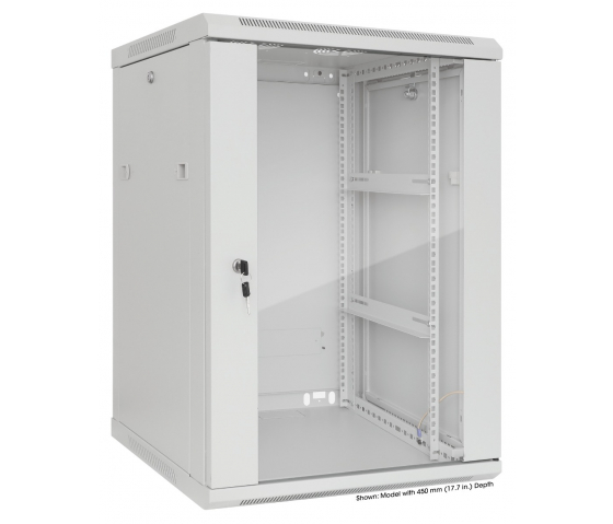 Poste de travail 19 pouces MHT143 avec porte vitrée - 15U hoogte - 600 mm diep - grijs