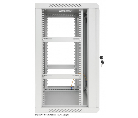 Poste de travail 19 pouces MHT143 avec porte vitrée - 15U hoogte - 600 mm diep - grijs