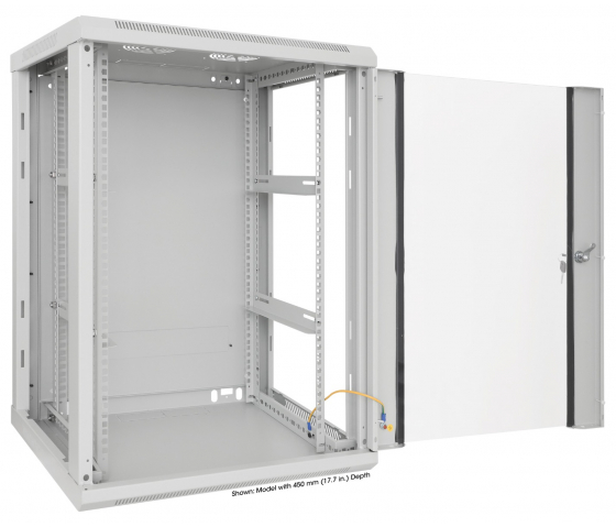 Poste de travail 19 pouces MHT143 avec porte vitrée - 15U hoogte - 600 mm diep - grijs