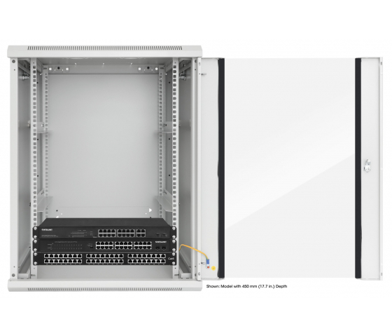 Poste de travail 19 pouces MHT143 avec porte vitrée - 15U hoogte - 600 mm diep - grijs