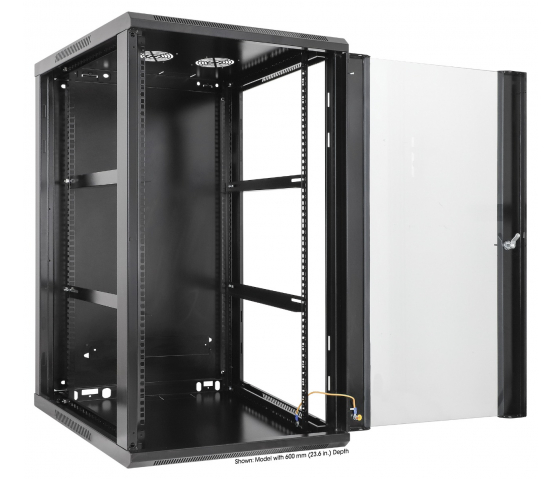Armoire serveur murale 19 pouces MHT150 avec porte en verre - hauteur 20U - profondeur 450 mm - noir