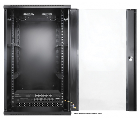 Armoire serveur murale 19 pouces MHT150 avec porte en verre - hauteur 20U - profondeur 450 mm - noir