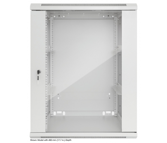 19 inch wandkast MHT152 met glazen deur - 20U hoogte - 600 mm diep - grijs