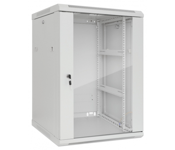 Armoire murale 19 pouces MHT151 avec porte en verre - hauteur 20U - profondeur 450 mm - gris