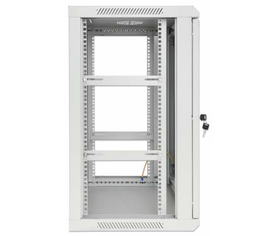 Armoire murale 19 pouces MHT151 avec porte en verre - hauteur 20U - profondeur 450 mm - gris