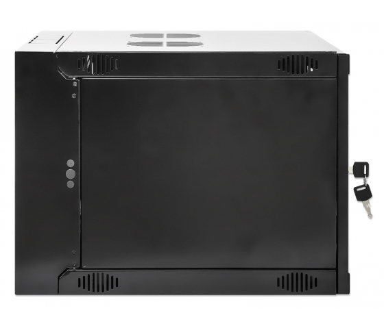 Armoire murale 19 pouces MHT103 avec porte en verre - hauteur 6U - double section - profondeur 450 mm - flatpack - noir