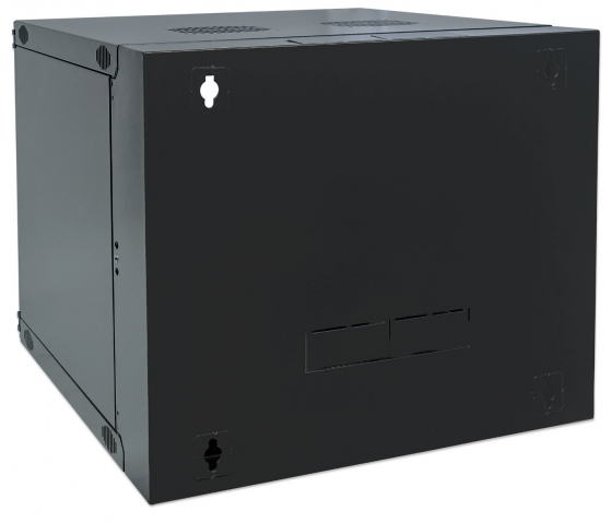 Coffret réseau mural 19 pouces MHT111 avec porte en verre - hauteur 9U - double section - profondeur 450 mm - flatpack - noir