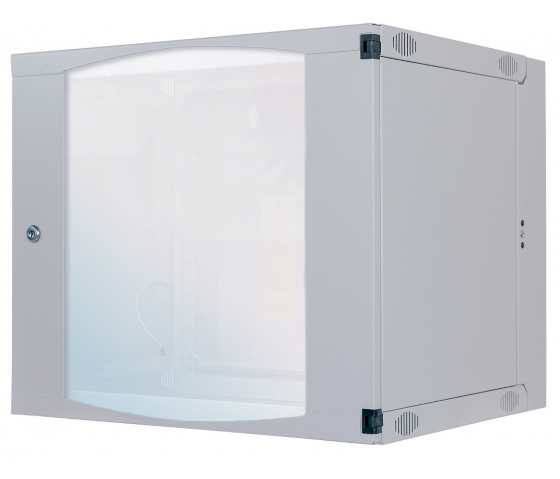 Armoire murale 19 pouces MHT128 avec porte en verre - hauteur 15U - double section - profondeur 450 mm - flatpack - gris